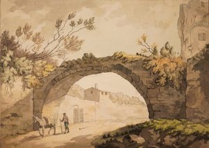 इटली में एक आर्कवे, c.1798 (कागज पर कलम और स्याही के साथ पानी का रंग) द्वारा जॉन हरमन मेरिवेल