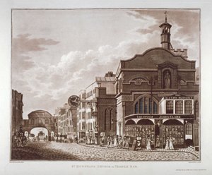 पश्चिम में सेंट डंस्टन से फ्लीट स्ट्रीट से टेंपल बार, लंदन शहर, 1802 द्वारा जोसेफ कॉन्स्टेंटाइन स्टैडलर