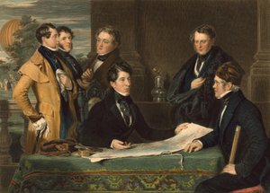 नवंबर, 1836, पब के 7 वें दिन नासाउ में लंदन के वेलबर्ग से एक एरियल यात्रा के लिए एक परामर्श। 1843 द्वारा जॉन हॉलिंस