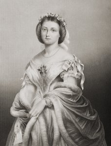 HRH प्रिंसेस विक्टोरिया एडिलेड मारिया लुईसा (1840-1901) इंग्लैंड की राजकुमारी रॉयल, लो में प्रकाशित &39;द ड्रॉइंग-रूम ऑफ एमिनेंट पर्सन्स, वॉल्यूम 2&39; से डीजे पाउंड द्वारा उत्कीर्ण।