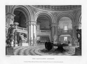 रेडक्लिफ लाइब्रेरी, ऑक्सफोर्ड विश्वविद्यालय, 1835 का इंटीरियर।