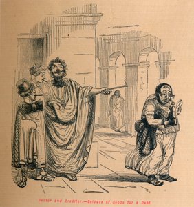 देनदार और लेनदार - एक ऋण के लिए माल की जब्ती, 1852 द्वारा जॉन लीचो