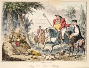 हेनरी VIII मॉन्क-हंटिंग, द कॉमिक हिस्ट्री ऑफ़ इंग्लैंड, पब से। 1864 (हाथ के रंग का नक़्क़ाशी)