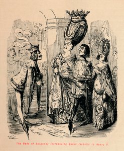 ड्यूक ऑफ बरगंडी ने रानी इसाबेला को हेनरी वी, सी 1860, सी 1860 से परिचित कराया द्वारा जॉन लीचो