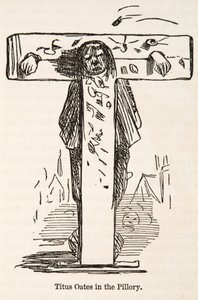 टाइटस ओट्स इन द पिलरी, द कॉमिक हिस्ट्री ऑफ़ इंग्लैंड, पब से। 1864 द्वारा जॉन लीचो