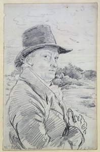 विलियम ब्लेक हैट पहने, (शिलालेख: हम्पस्टेड में Wm ब्लेक) c.1825 (पेंसिल)