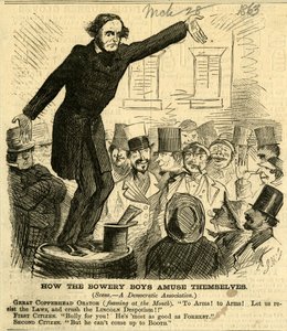 बोवेरी बॉयज एम्यूज थेम्सवेल्स, 1863 (लकड़ी की नक्काशी)