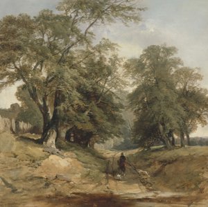 एक लैंडस्केप एक घुड़सवार के साथ, c.1850 (कैनवास पर तेल)