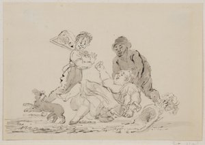 एक सड़क दुर्घटना, 1804 (कागज पर कलम, ब्रश और स्याही) द्वारा जॉन निक्सन