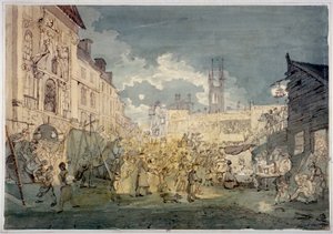 बार्थोलोम्यू फेयर, वेस्ट स्मिथफील्ड, लंदन शहर, 1813। द्वारा जॉन निक्सन