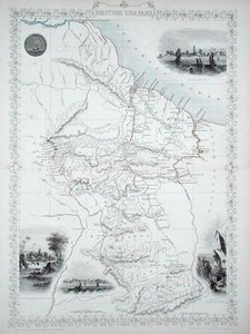 जॉन टैलिस एंड कंपनी, न्यूयॉर्क और लंदन द्वारा प्रकाशित विश्व मानचित्रों की एक श्रृंखला से ब्रिटिश गुयाना