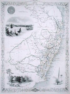 न्यू साउथ वेल्स, जॉन टैलिस एंड कंपनी, लंदन और न्यूयॉर्क द्वारा प्रकाशित विश्व मानचित्रों की एक श्रृंखला से
