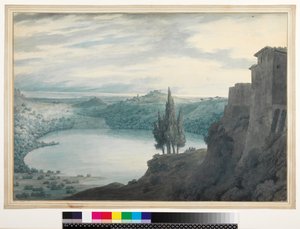 No.3464 लेक नेमी, कैम्पगना, इटली, 1788 (wc, स्याही और पेंसिल) द्वारा जॉन रॉबर्ट कोज़ेंस