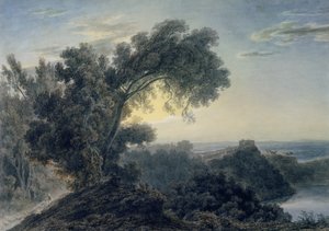 अल्बानो झील और कैसल गंडोल्फो (वोव पेपर पर ग्रेफाइट पर पानी का रंग) (151685 भी देखें) द्वारा जॉन रॉबर्ट कोज़ेंस