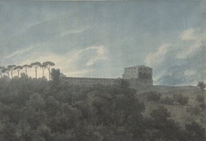 1782-83 में रोम में जननिकुलम पर विला लांटे का दृश्य। द्वारा जॉन रॉबर्ट कोज़ेंस