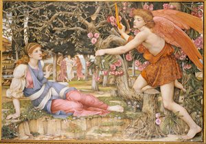 लव एंड द मेडेन, 1877 द्वारा John Roddam Spencer Stanhope