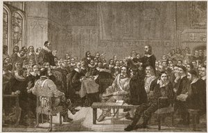 HDM Spence-Jones, पब द्वारा &39;द चर्च ऑफ़ इंग्लैंड: ए हिस्ट्री फॉर द पीपल&39; का चित्रण, द वेस्टमिंस्टर असेंबली ऑफ़ डिवाइन्स। c.1910 (सीपिया फोटो)