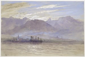 वसंत में सुबह, उत्तर-पूर्वी हवा के साथ, वीवे पर, मई - जून 1849 या 1 मई 1869 (पीला ग्रे वोव पेपर पर ग्रेफाइट पर वॉटरकलर और बॉडीकोलर) द्वारा जॉन रस्किन