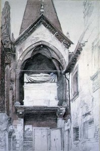 कंग्रांडे I का मकबरा, सांता मारिया एंटिका, वेरोना (कागज पर पेंसिल और पानी के रंग का) द्वारा जॉन रस्किन