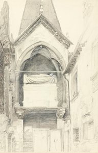 कंग्रांडे I डेला स्काला का मकबरा, वेरोना, 28 मई-29 जून 1869 (वोव पेपर पर ग्रेफाइट, वॉटरकलर और बॉडी कलर) द्वारा जॉन रस्किन