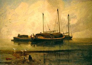 एंकर, ब्लेडन वाटर, नॉरफ़ॉक (कैनवास पर तेल) में नावें द्वारा जॉन बेच Cotman