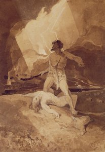 कैन और हाबिल, 1800-03 (ब्लैक लीड पर सेपिया वॉश) द्वारा जॉन बेच Cotman