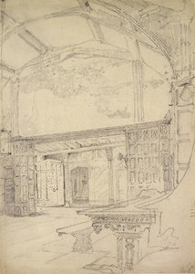 इंटीरियर ऑफ़ द ग्रेट हॉल, लिटिल मोरेटन हॉल, चेशायर द्वारा जॉन बेच Cotman