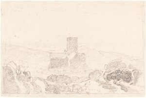 चर्च के साथ लैंडस्केप द्वारा जॉन बेच Cotman