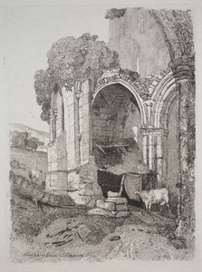 Rievaulx Abbey, यॉर्कशायर, 1810। द्वारा जॉन बेच Cotman