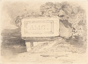 बर्बाद मकबरे पर लिखा है "एएमजी" द्वारा जॉन बेच Cotman