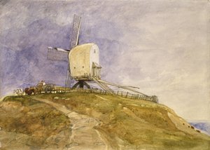 19 वीं शताब्दी में एक पहाड़ी पर पवनचक्की द्वारा जॉन बेच Cotman