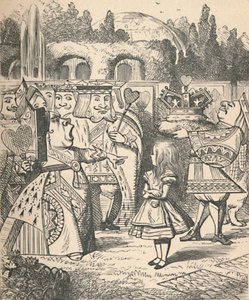 उसे सिर का बोझ कम हुआ! एलिस एंड द रेड क्वीन, 1889 द्वारा जॉन टेनिएल