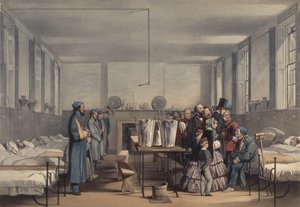 महारानी विक्टोरिया और प्रिंस अल्बर्ट ने 1855 में चैथम के ब्रॉम्पटन अस्पताल में क्रीमियन युद्ध में सैनिकों का दौरा किया द्वारा जॉन टेनिएल