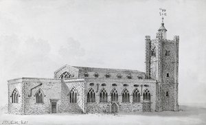 ओल्ड सेंट जाइल्स चर्च, c.1718 (उत्कीर्णन) द्वारा जॉन थॉमस (बाद में) स्मिथ