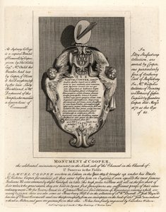 सेंट पैनक्रास इन द फील्ड्स में लघु चित्रकार सैमुअल कूपर (1609-1672) का स्मारक द्वारा जॉन थॉमस स्मिथ