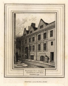 लेदरसेलर्स हॉल का मुख्य या सड़क का प्रवेश द्वार, 1799 . को ध्वस्त कर दिया गया द्वारा जॉन थॉमस स्मिथ
