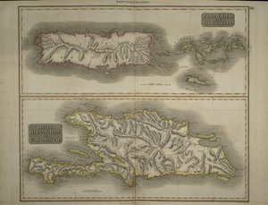 पोर्टो रिको और वर्जिन आइल्स: हैती, हिसपनिओला या सेंट डोमिंगो, 1817 (हाथ से रंग की नक्काशी) द्वारा जॉन थॉमसन