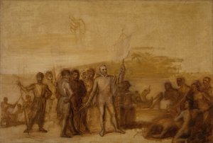 कोलंबस की लैंडिंग, सीए। 1840.