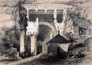Karli, Entrance of Great Chaitya Cave, 1845.    द्वारा थॉमस कॉलमैन डिबिन