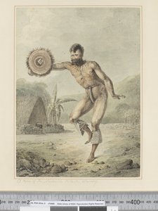 F.36 सैंडविच द्वीप समूह का एक आदमी, नृत्य, c.1773-84 (जल रंग) द्वारा जॉन वेबर