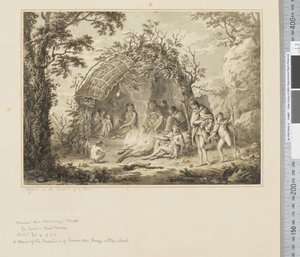 F.43 एक झोपड़ी के इंटीरियर में मूल निवासी, c.1783-84 (जल रंग) द्वारा जॉन वेबर