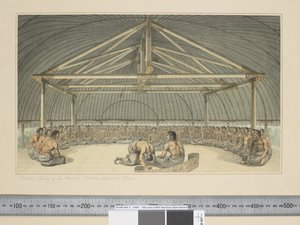 F.7 पौलाहो, फ्रेंडली आइलैंड्स के राजा, कावा पीते हुए, c.1773-84 (वाटरकलर) द्वारा जॉन वेबर