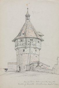 गोल टॉवर, कैसल ऑफ मुनोथ, शेफहॉउस, स्विट्जरलैंड, 1842।