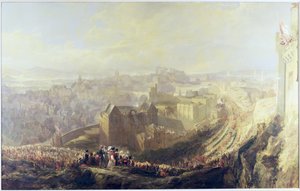 कार्लटन हिल, 1822 से जॉर्ज चतुर्थ का प्रवेश एडिनबर्ग में हुआ द्वारा जॉन विल्सन ईबैंक