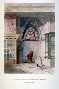 सेंट बार्थोलोम्यू-द-ग्रेट, स्मिथफील्ड, सिटी ऑफ़ लंदन, 1851 के पुराने प्रायरी का पश्चिमी द्वार द्वारा जॉन व्येकहम आर्चर