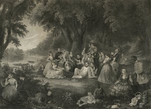 जुलाई की चौथी तारीख को पिकनिक, c.1864 (मिश्रित विधि उत्कीर्णन) द्वारा जॉन और होलीयर रोजर्स