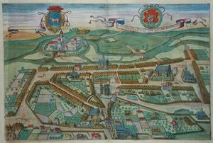 जॉर्ज ब्राउन (1541-1622) और फ्रैंस होजेनबर्ग (1535-90), c.1572 (रंगीन उत्कीर्णन) द्वारा 'सिविटेट्स ऑर्बिस टेरारम' से लोविसेंसिस द्वारा जोरिस (बाद) होफनेगल