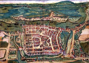जॉर्ज ब्राउन (1541-1622) और फ्रैंस होगेनबर्ग (1535-90) c.1572-1617 (रंगीन उत्कीर्णन) द्वारा 'सिविटेट्स ऑर्बिस टेरारम' से अल्टेनस्टेड का नक्शा। द्वारा जोरिस (बाद) होफनेगल