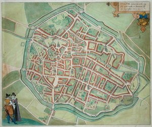 जॉर्ज ब्राउन (1541-1622) और फ्रैंस होजेनबर्ग (1535-90), c.1572 (रंगीन उत्कीर्णन) द्वारा 'सिविटेट्स ऑर्बिस टेरारम' से डोवे की योजना द्वारा जोरिस (बाद) होफनेगल