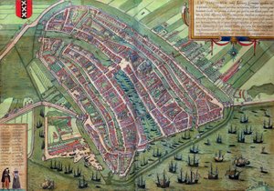 एम्स्टर्डम के मानचित्र, &39;विश्व&39; से ब्राउन द्वारा (1541-1622) और फ़्रैंस होगेनबर्ग (1535-1590), c.1572